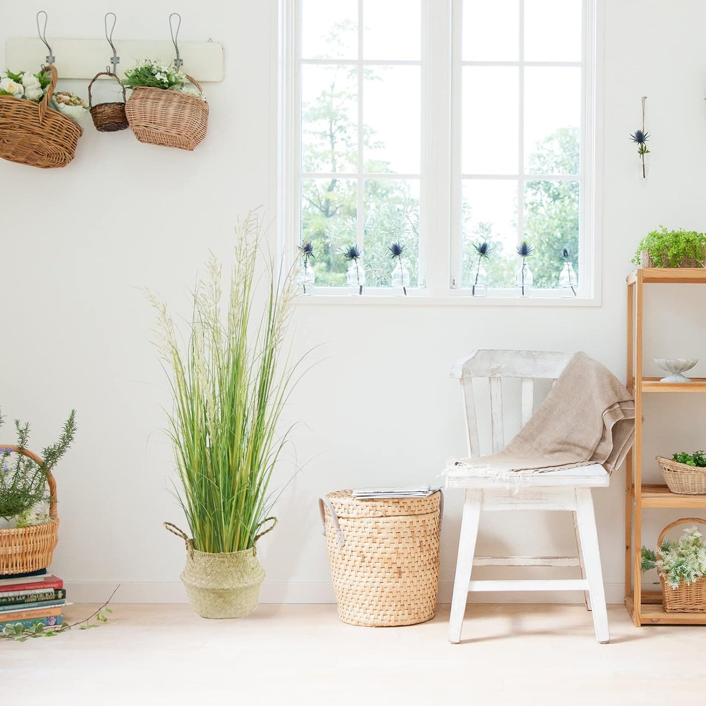 Artificial Plant 4ft(47in) Tall Artificial Grass Plant,Faux Plants Indoor Home Decorative Artificial Plants & Flowers in Pot Fake Plant, House Plant Indoor