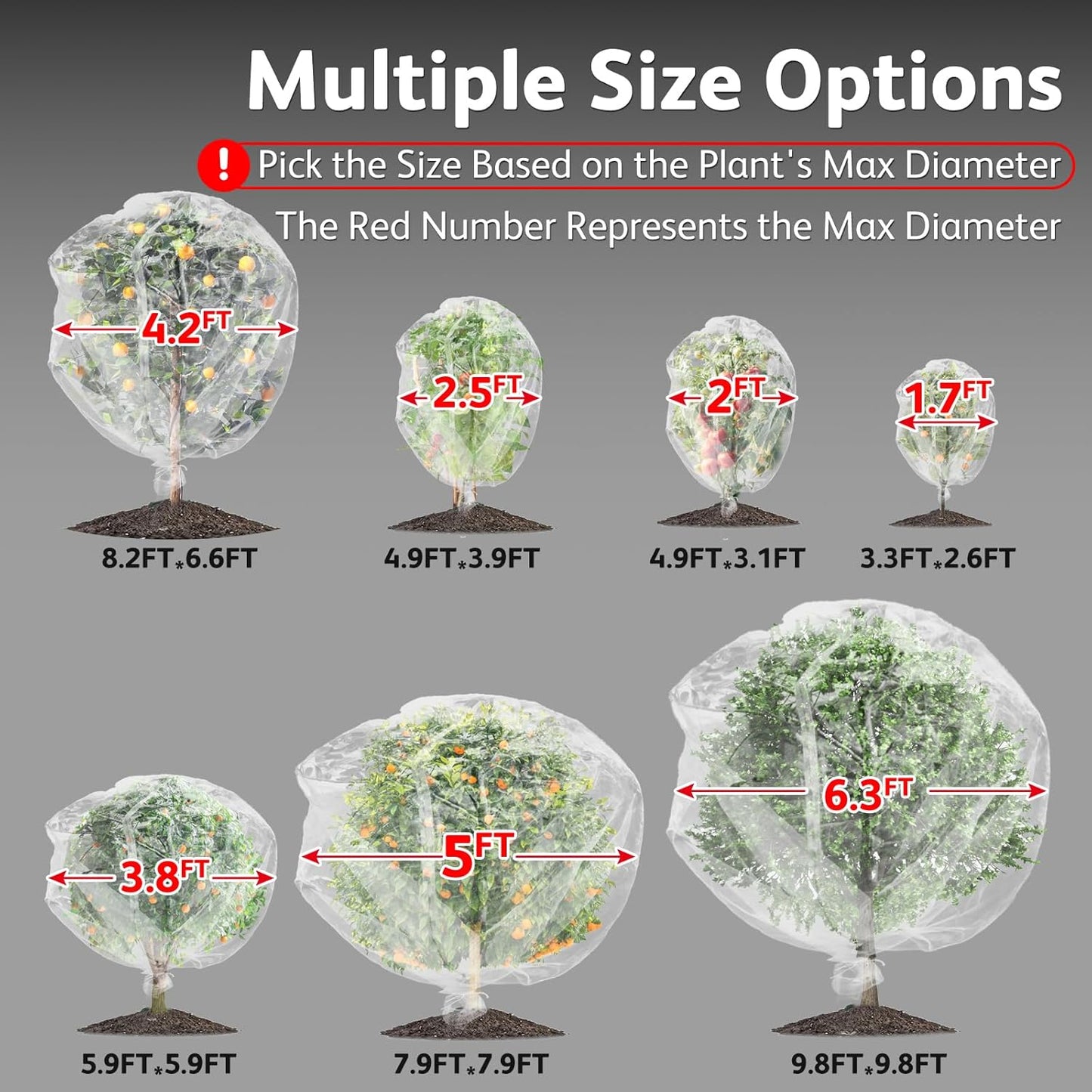 JOJOLEE Fruit Tree Netting for Garden Protection, 1Pc 8.2 x 6.5FT Insect Bird Nettings with Zipper and Drawstring, Plant Cover Mesh Net Bags for Blueberry Bushes, Tomatoes, Flowers