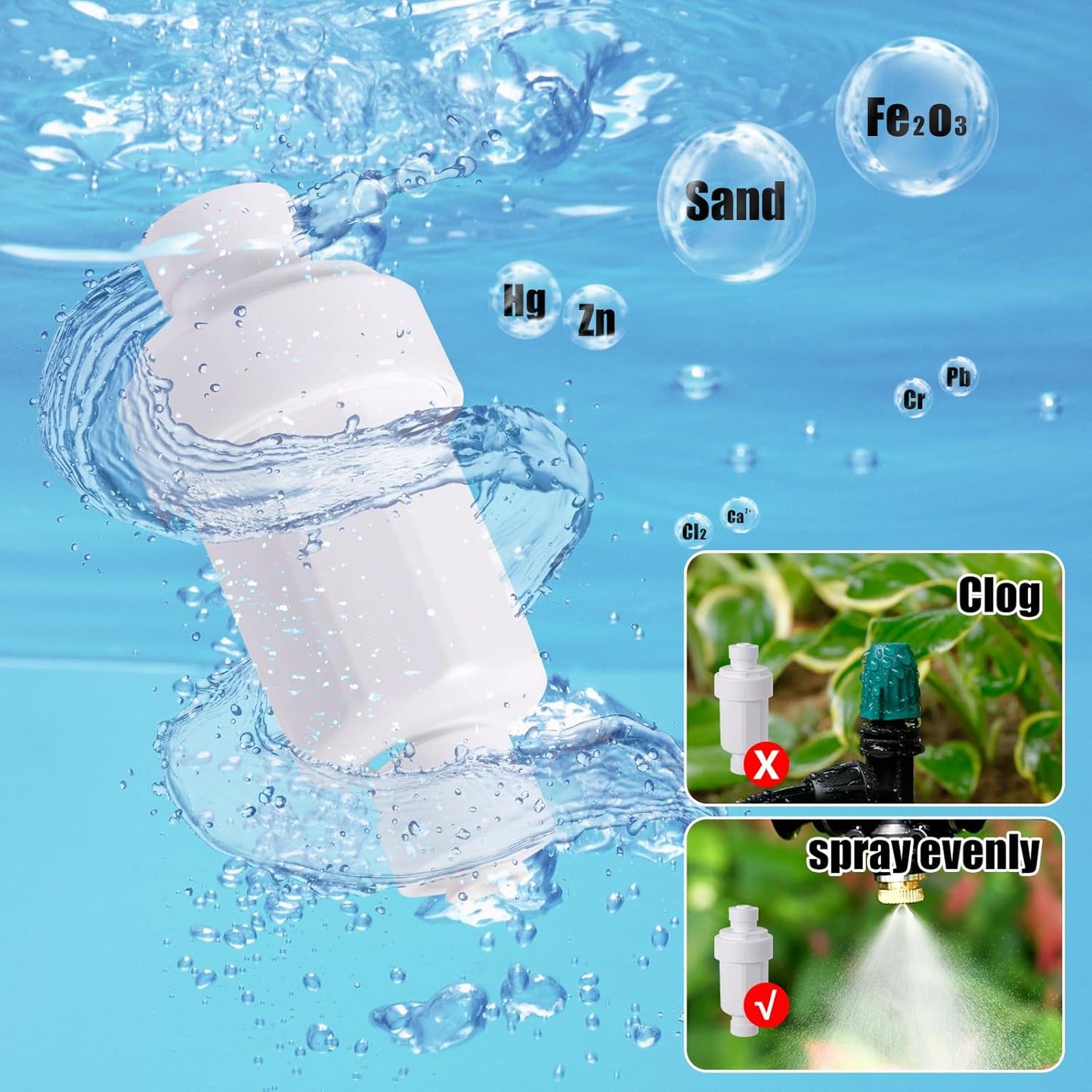 2pc Misting System Filter 100 Mesh Calcium Inhibitor Filter for 1/4 Tubing Quick Connect for Outdoor Cooling System Patio Outdoor Misting System, Prevent Blockage