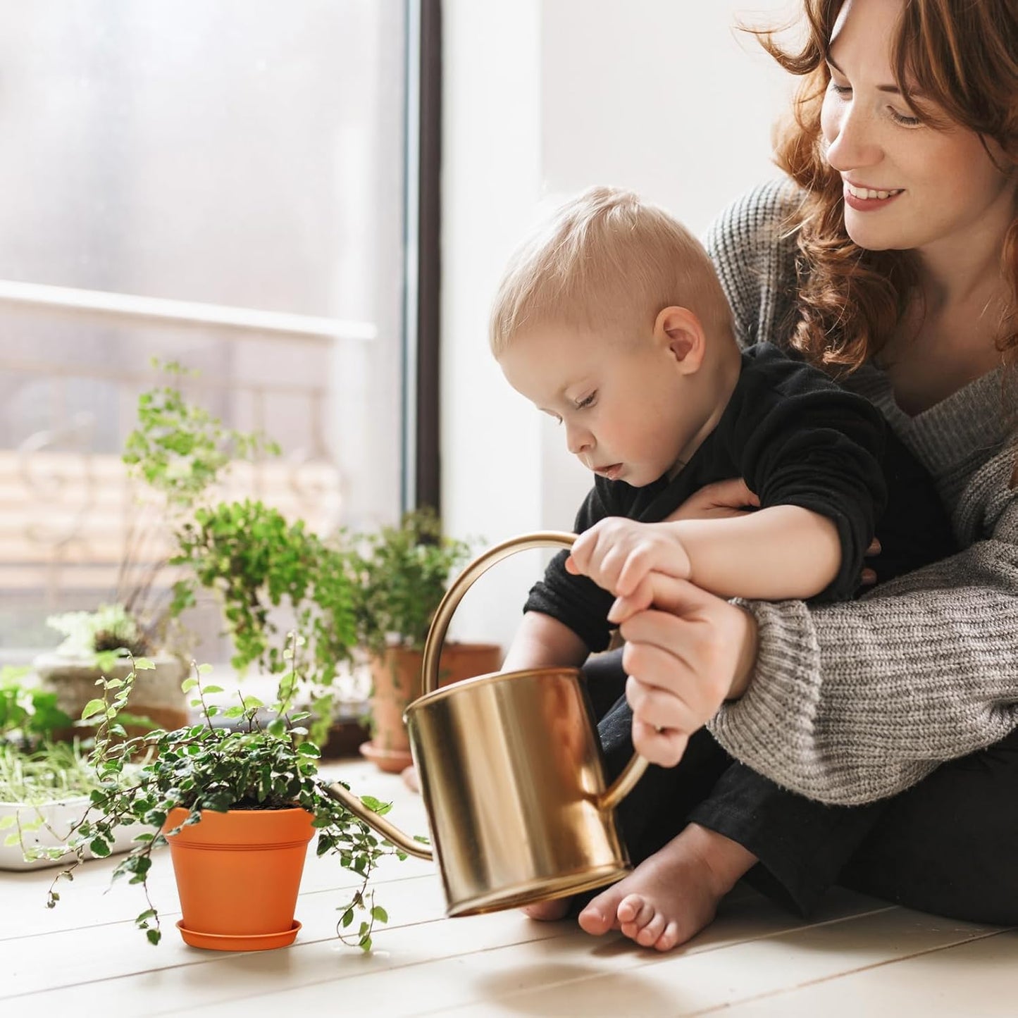 4 inch Small Plastic Nursery Pots, 16 Pack Plant Pots for Indoor Outdoor Plants, Flower Pots with Drainage Holes and Saucers, Decorative Seedling Starter Planters for House Plants, Terracotta