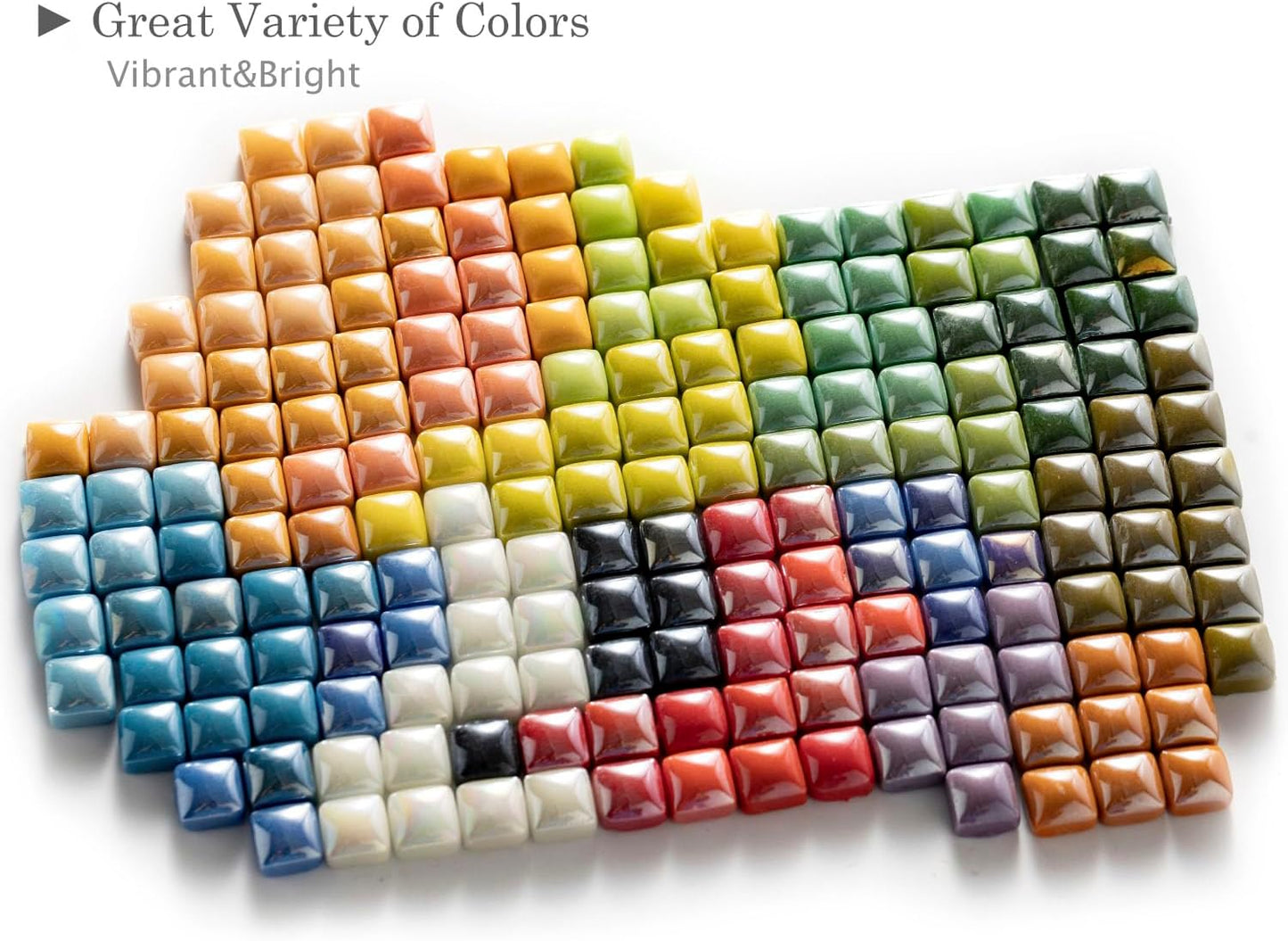 Lanyani 1.7 Pounds/350 Pieces Vibrant Glass Mosaic Tiles Assortment for Crafts, Colorful Glossy Stone Glass Tiles Pieces Bulk for Mosaic Art Craft Home Garden Decoration