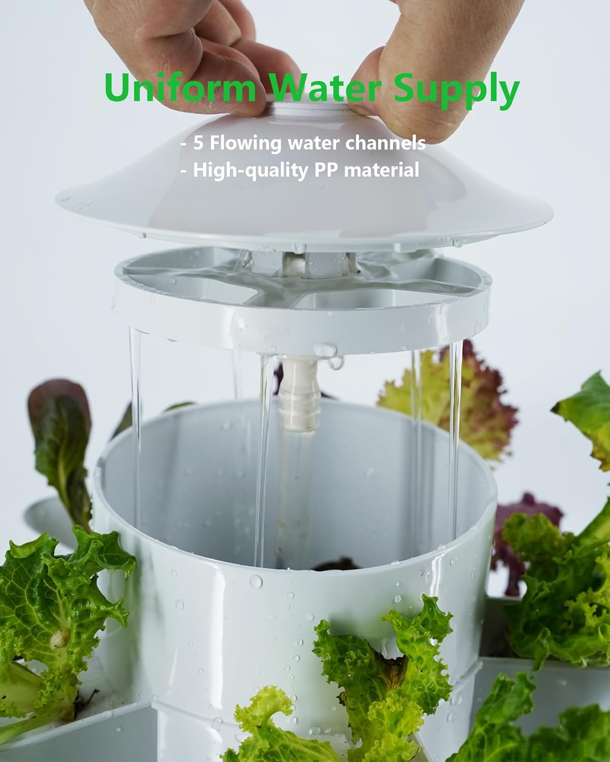 Hydroponic Tower Growing System Kits，30 Pods Vertical Indoor Garden，360° Full-Spectrum Lighs, Automatic Water Circulation System，Suitable for Leafy Greens and Herbs