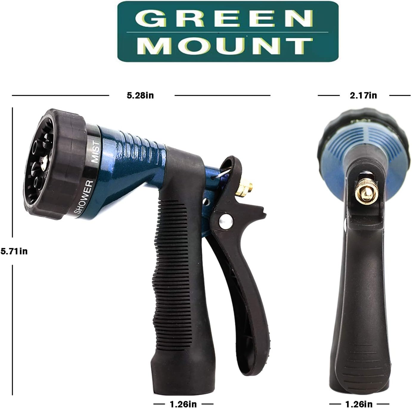 GREEN MOUNT Water Hose Nozzle Spray Nozzle, Metal Garden Hose Nozzle with Adjustable Spray Patterns