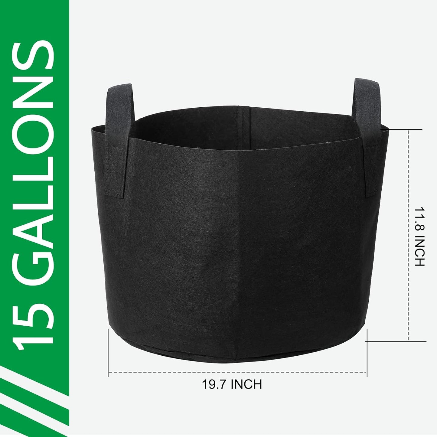 JERIA 12-Pack 15 Gallon, Vegetable/Flower/Plant Grow Bags, Aeration Fabric Pots with Handles (Black), Come with 12 Pcs Plant Labels