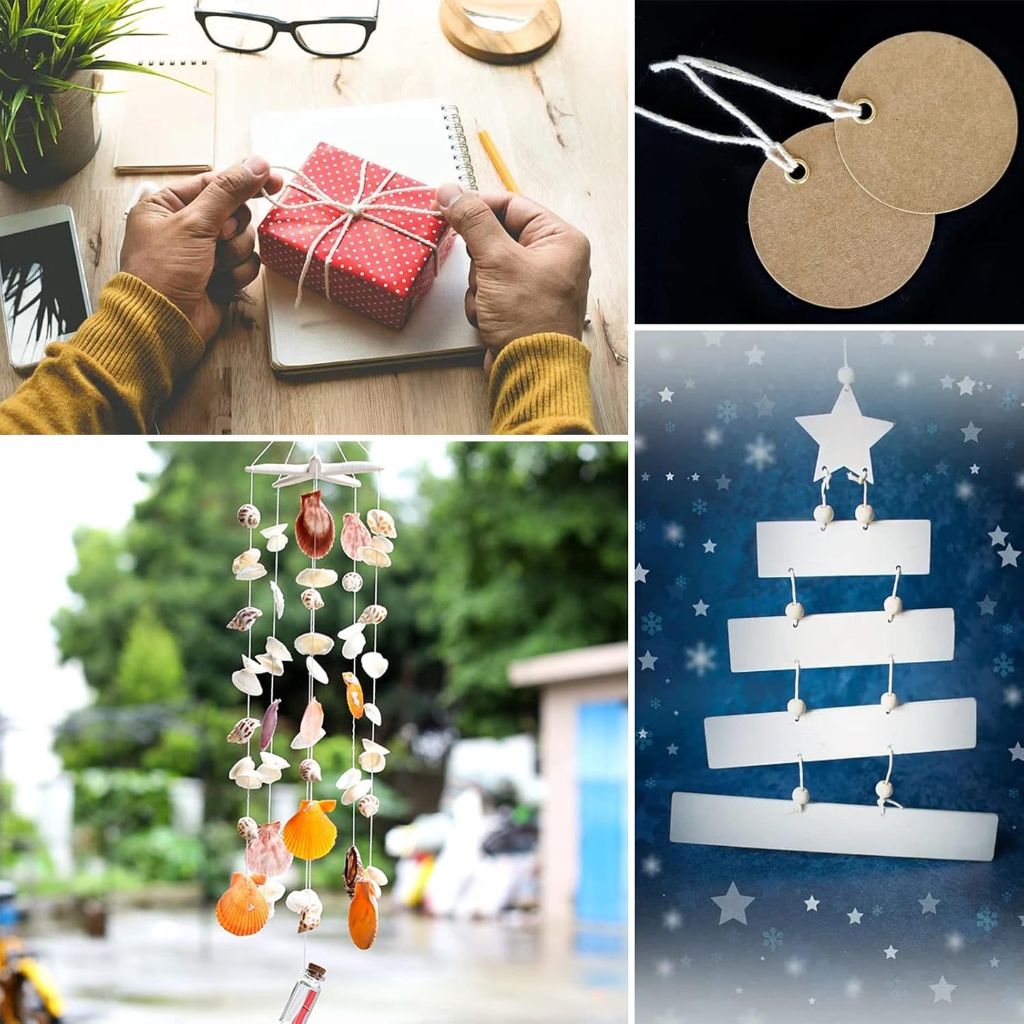 Anvin 984 Feet Cotton Twine Natural Jute Packing String - White for Bakers, Wrapping, Butchers, Baking, Arts and Crafts, Gardening (Pack of 3, 10 Ply 2mm Thick)