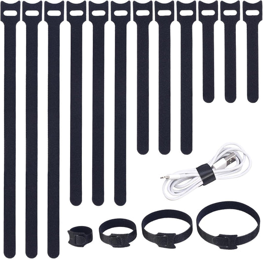 200PCS Reusable Cable Ties Wire Ties Cord Organizer Cable Organizer Adjustable Cable Management Black 4+6+8+10 inch