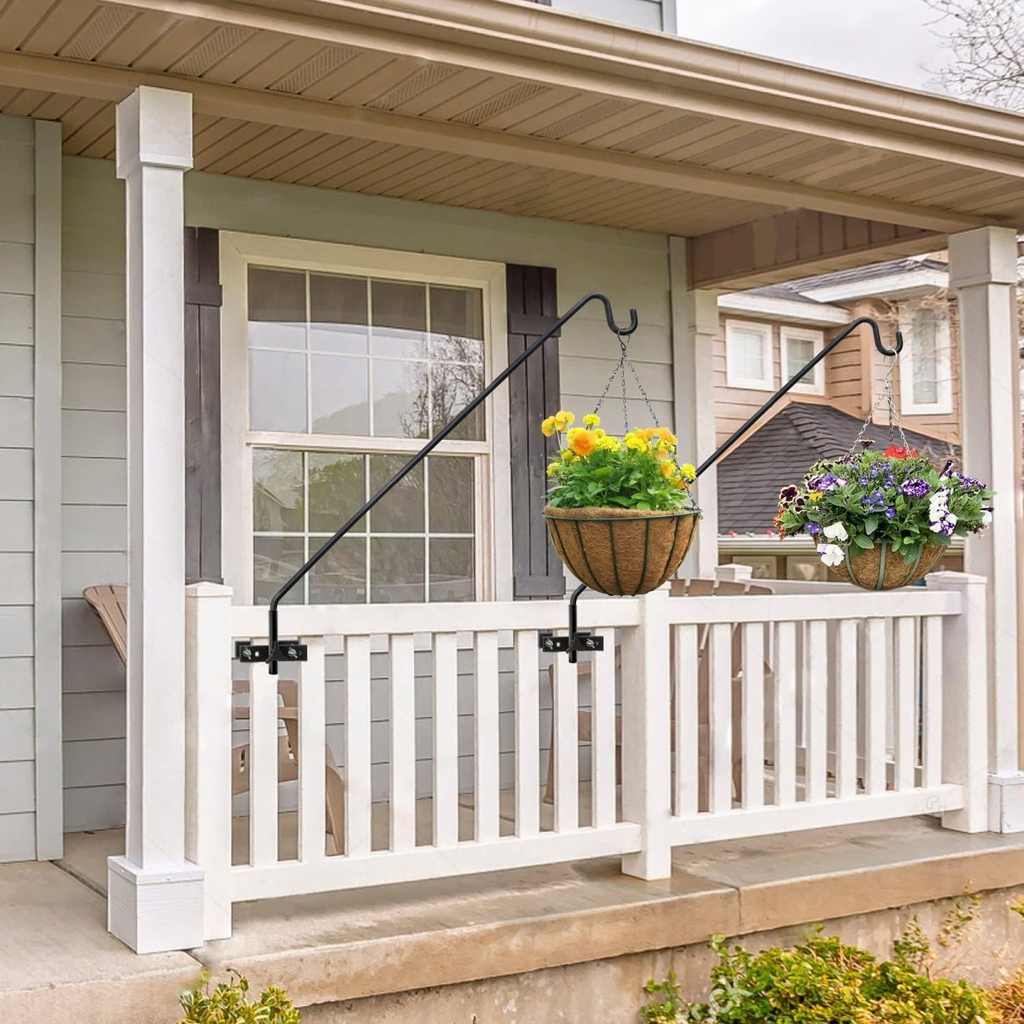 ERYTLLY Extended Rail Hook Fence Deck Heavy Duty Bird Feeder Hook 360 Degree Rotary and Length Adjustable Plant Bracket for Bird Feeders, Planters, Suet Baskets, Lanterns, Wind Chimes and More