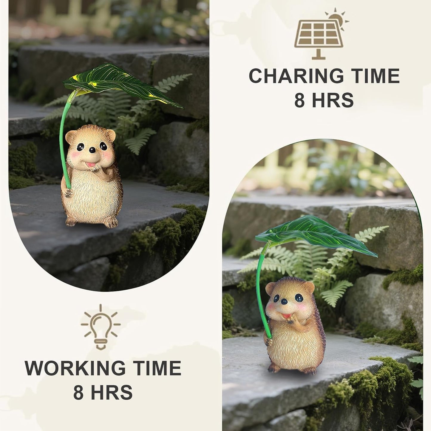 Solar Garden Statues Hedgehog Garden Decor Figurine Lights with Umbrella for Outside,Yard Decorations Outdoor Patio Decor,Gardening Gifts for Thanksgiving Christmas Mother's Day