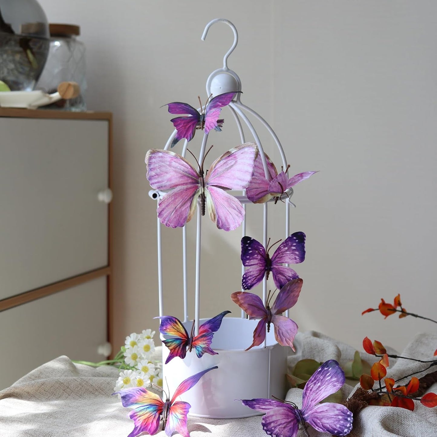 Artificial Butterfly, 3D Artificial Butterfly Clips,Silk Floral Butterflies, Suitable for Home Decoration, Flower Arrangement and Foil The Festive Atmosphere (8 Pcs)