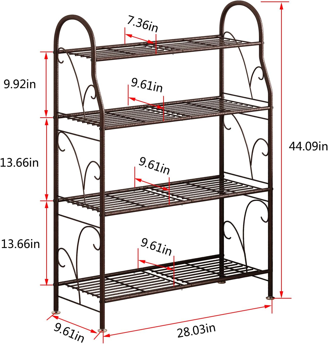 SORCEDAS Plant Stand Indoor Outdoor Plant Shelf 4 Tier Metal Corner Flower Stand Multiple Holder for Patio Garden Balcony Living Room ,Bronze