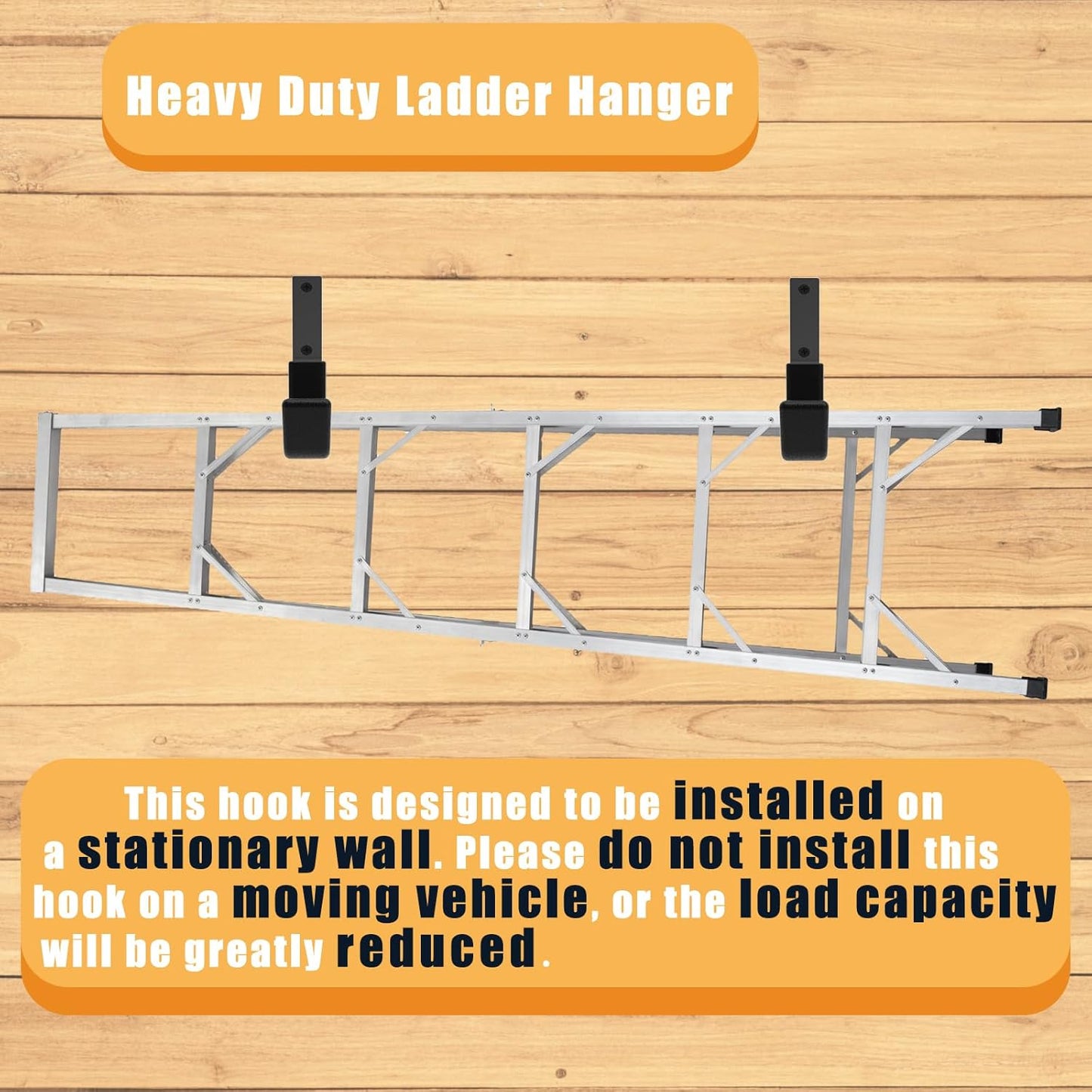 Heavy Duty Utility Hook System - Wall Mounted Garage Hooks for Bikes, Ladders, Tools & More - Black