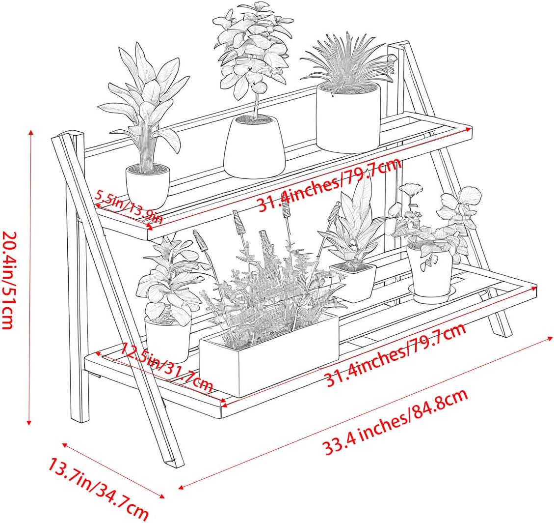 Deluxe 2-Tier Aluminum Plant Stand Indoor/Outdoor, Weather-Resistant Flower Pot Rack, Stylish & Lightweight Plant Stands for Garden, Balcony & Living Room