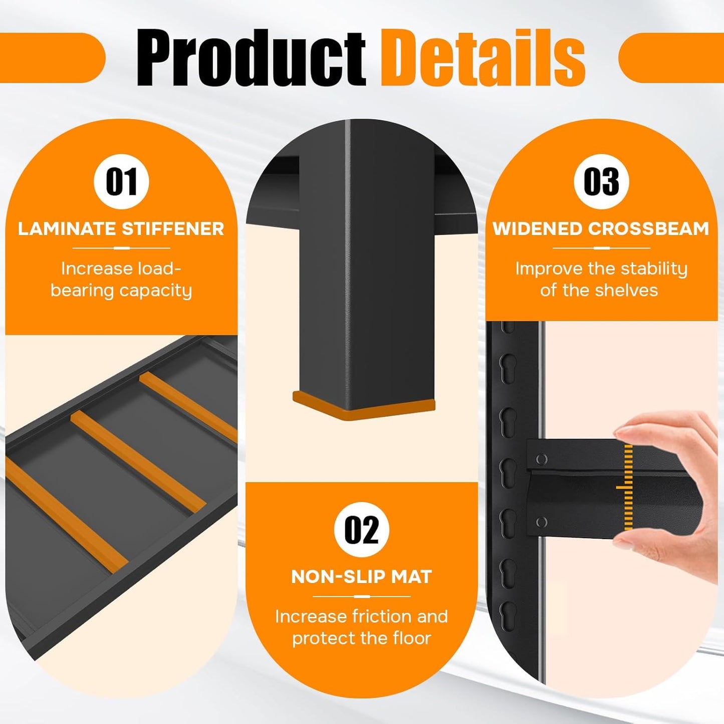 72''H Garage Shelving Heavy Duty Garage Storage Shelves, 3000 LBS Adjustable 5 Tier Industrial Shelving Unit, Metal Utility Shelf for Basement, Warehouse and Workshop (72''Hx48''Wx24''D, Black)