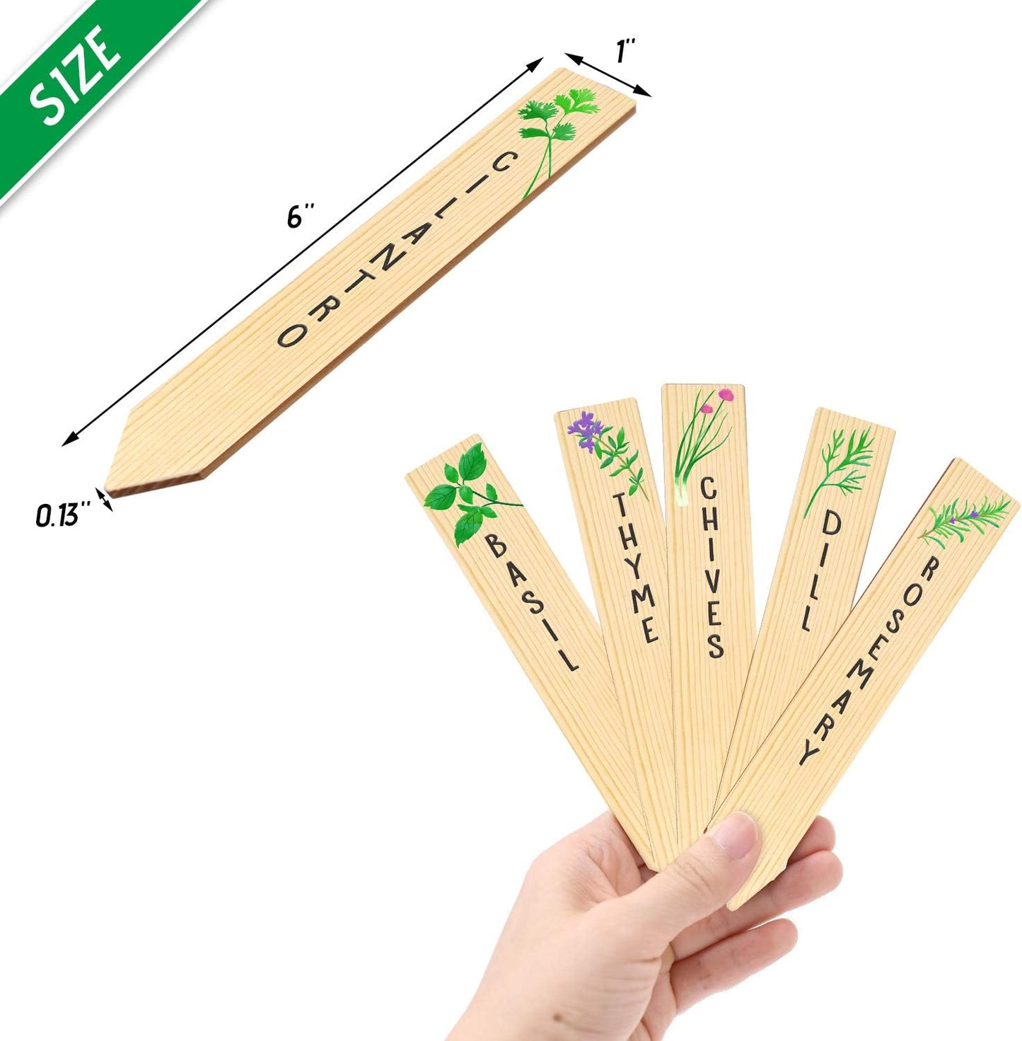 Huray Rayho 12PCS Wooden Indoor Herb Plant Labels Signs - Assorted Indoor Garden Stakes - Re-Usable Plant Tags