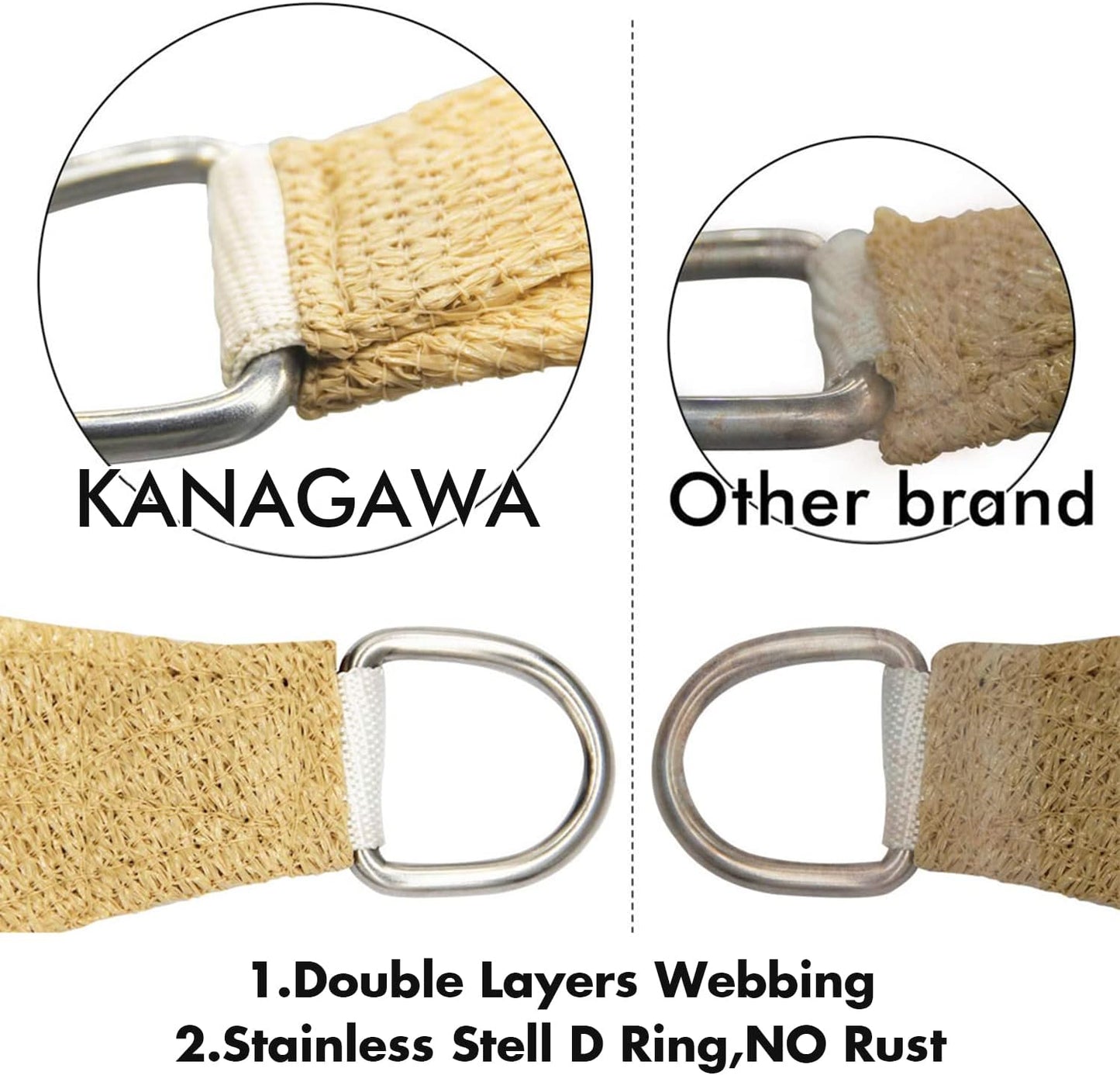 KANAGAWA 8'X9' Sand Custom Size Sun Shade Sail Rectangle UV Block Canopy Cover for Patio Backyard Lawn Garden Outdoor (Customized Available)
