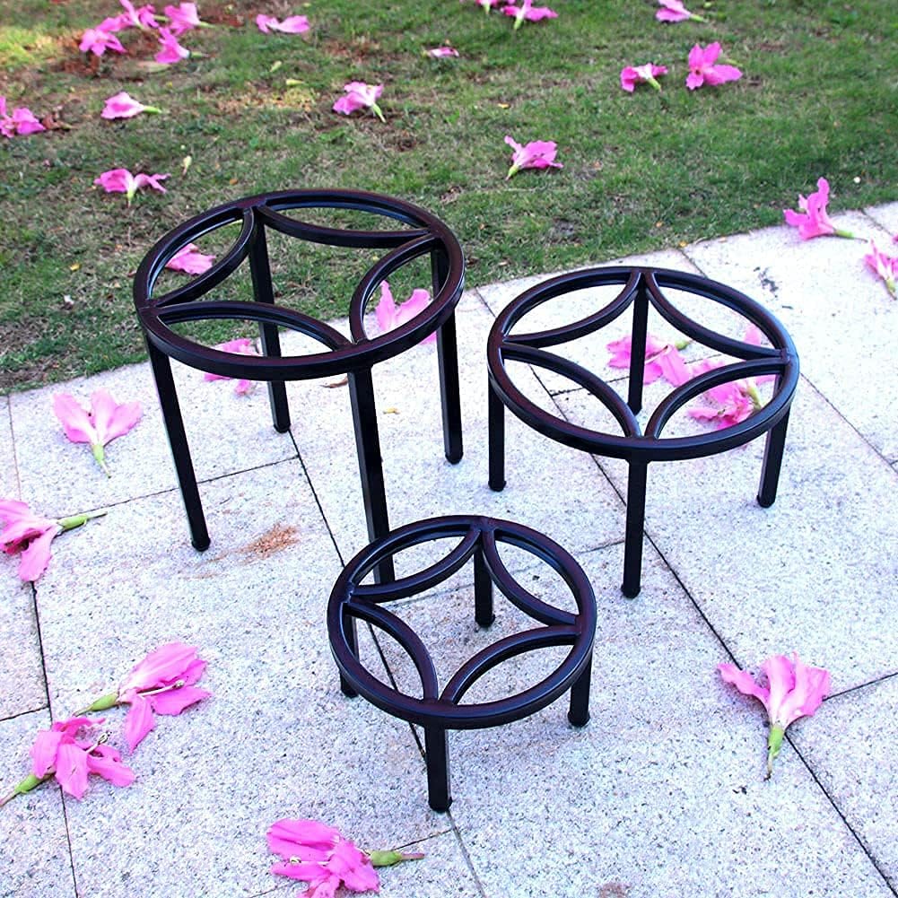 Zhongma Set of 3 Metal Plant Stand for Heavy Potted Plant for Home Indoor and Outdoor, 220 LBS Capacity & Heavy Duty Construction, Sturdy Plant Riser without Installation Required