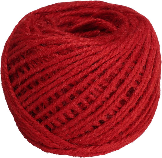 uxcell 164 Feet Natural Jute Twine String,3mm Thin Garden Twine Rope Colored Plant String Cord for DIY Art Crafts Gift Wrapping Decoration Packing Gardening Plant Hanger,Red