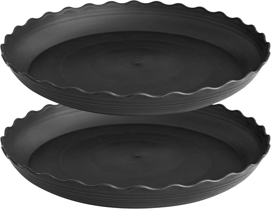 2 Pack of 14 inch Plant Saucer Plant Tray, Plastic Plant Saucer, Heavy Duty Plant Tray for Pots, Plant Saucers for Indoors Planter, Garden Water Plate Bowls for Gallon Grow Bags (Black)