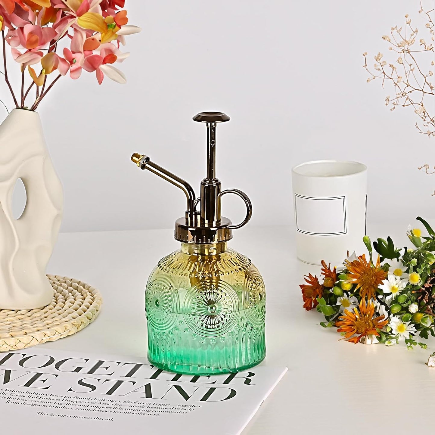 Glass Plant Mister Spray Bottle, Vintage Plant Spritzer, Succulent Watering Bottle Glass with Top Pump, Small Plants Sprayer Watering Can for Indoor Outdoor House