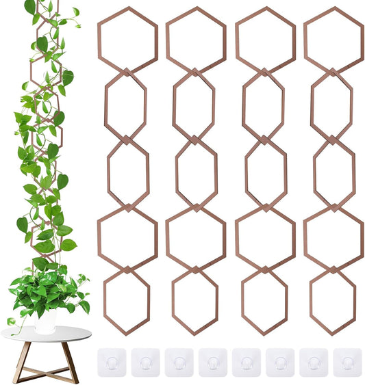 20pcs Chain Trellis for Climbing Plants, HSSZXFR DIY Plant Climber Support for Vines and Garden Wall Trellis, Indoor and Outdoor Accessories for Monstera Pothos Ivy Flower (Hexagonal)