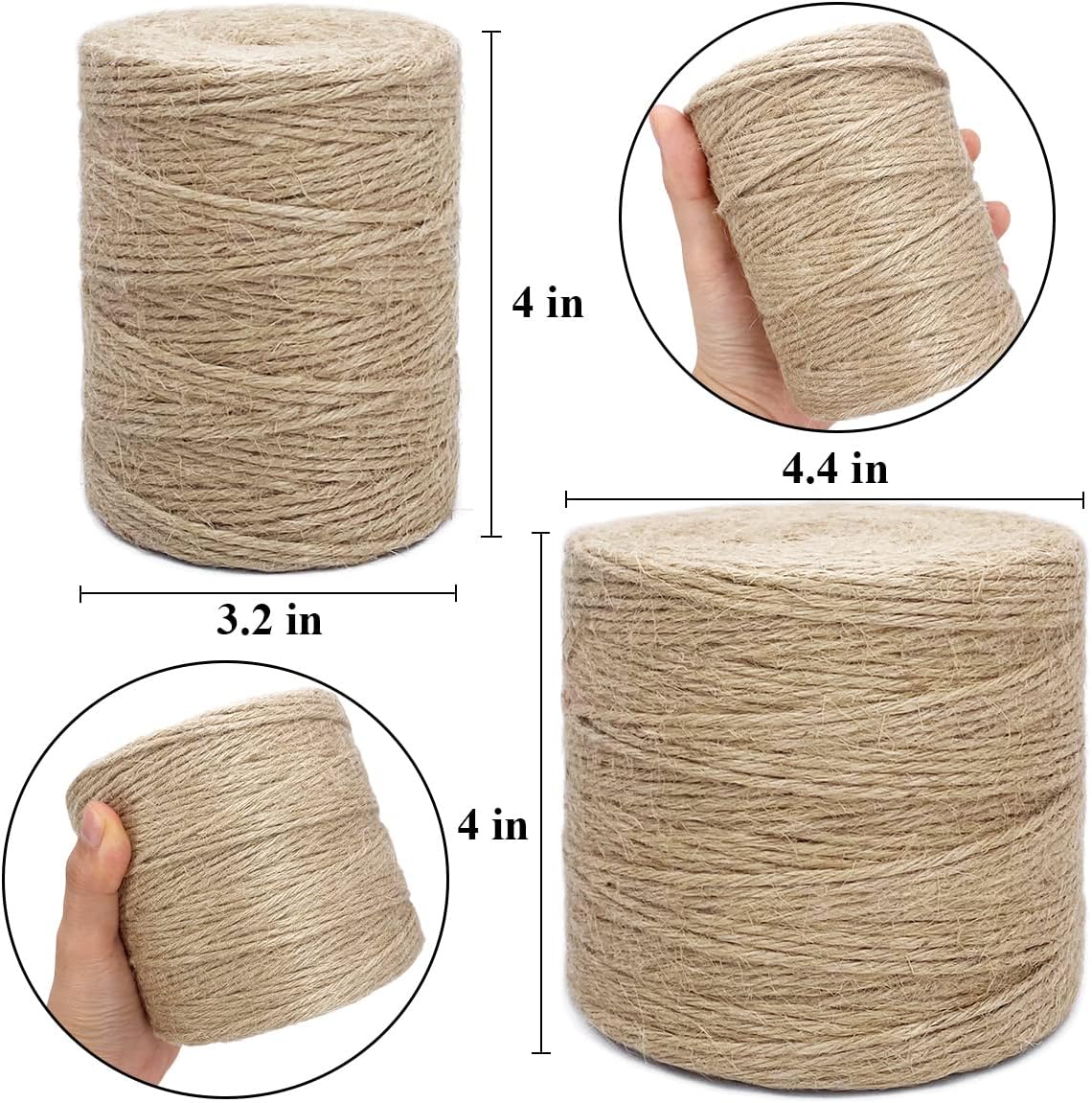 500FT Jute Twine Rope 3mm Natural Thick Garden Twine String Heavy Duty for Gardening Bundling Crafts Arts Gift Wrapping Packing Material Wedding Christmas Decoration Bulk