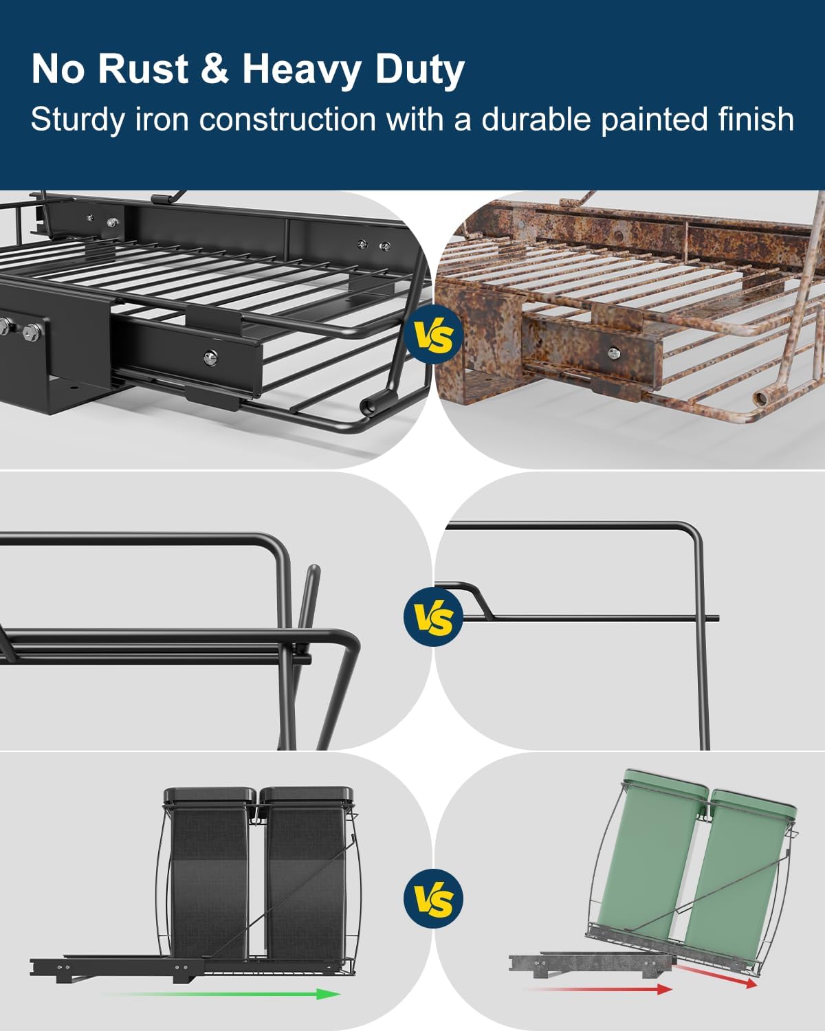 Pull-Out Trash Can for Kitchen Cabinet, Double 13 Gallon Tilt Out Garbage Bins with Soft-Close Slides, Under Sink Stainless Steel Shelf, Easy Installation, Heavy Duty Bags Included (Black)