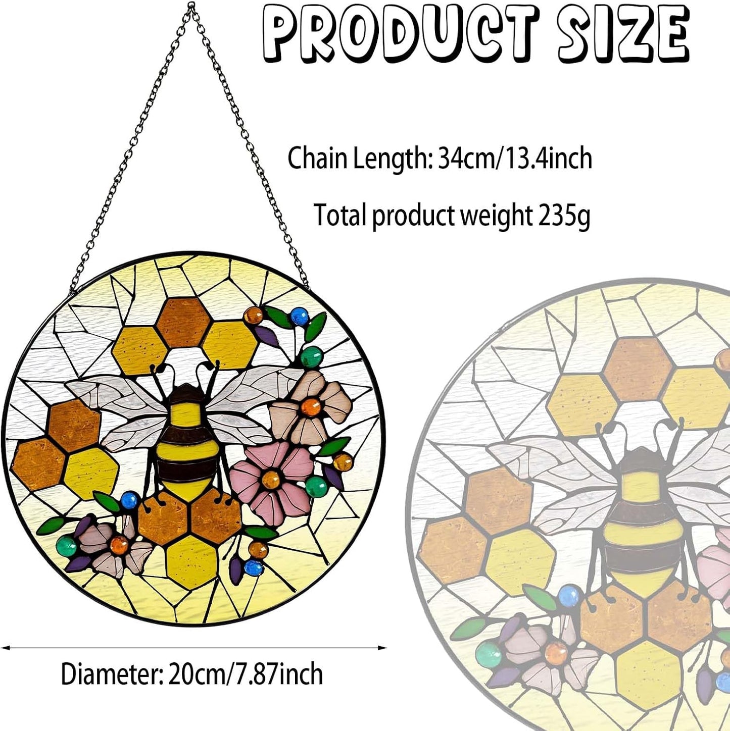 Honeycomb Sun Catcher Stained Glass Window Hanging Gifts for Women Bee Wall Decor Handmade Sun Catcher Decoration for Home Garden Housewarming Gifts
