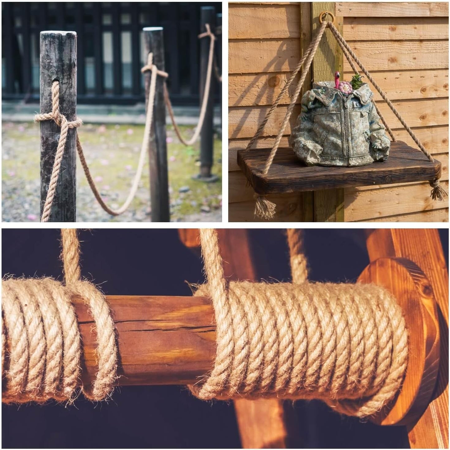 Jute Rope 10mm, 164 Feet 4.5lb Thick Garden Jute Twine String for DIY Cat Scratcher, Gardening, Bundling and Wall Hanging Craft Decorative (Brown)