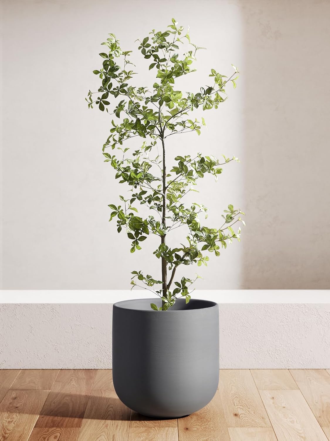 LE TAUCI 12 Inch Pots for Plants, Ceramic Large Planters for Indoor Plants, Indoor Plant Pots for Home Garden Patio Office, Big Planter Pots with Drainage Hole and Rubber Plug, Charcoal Gray