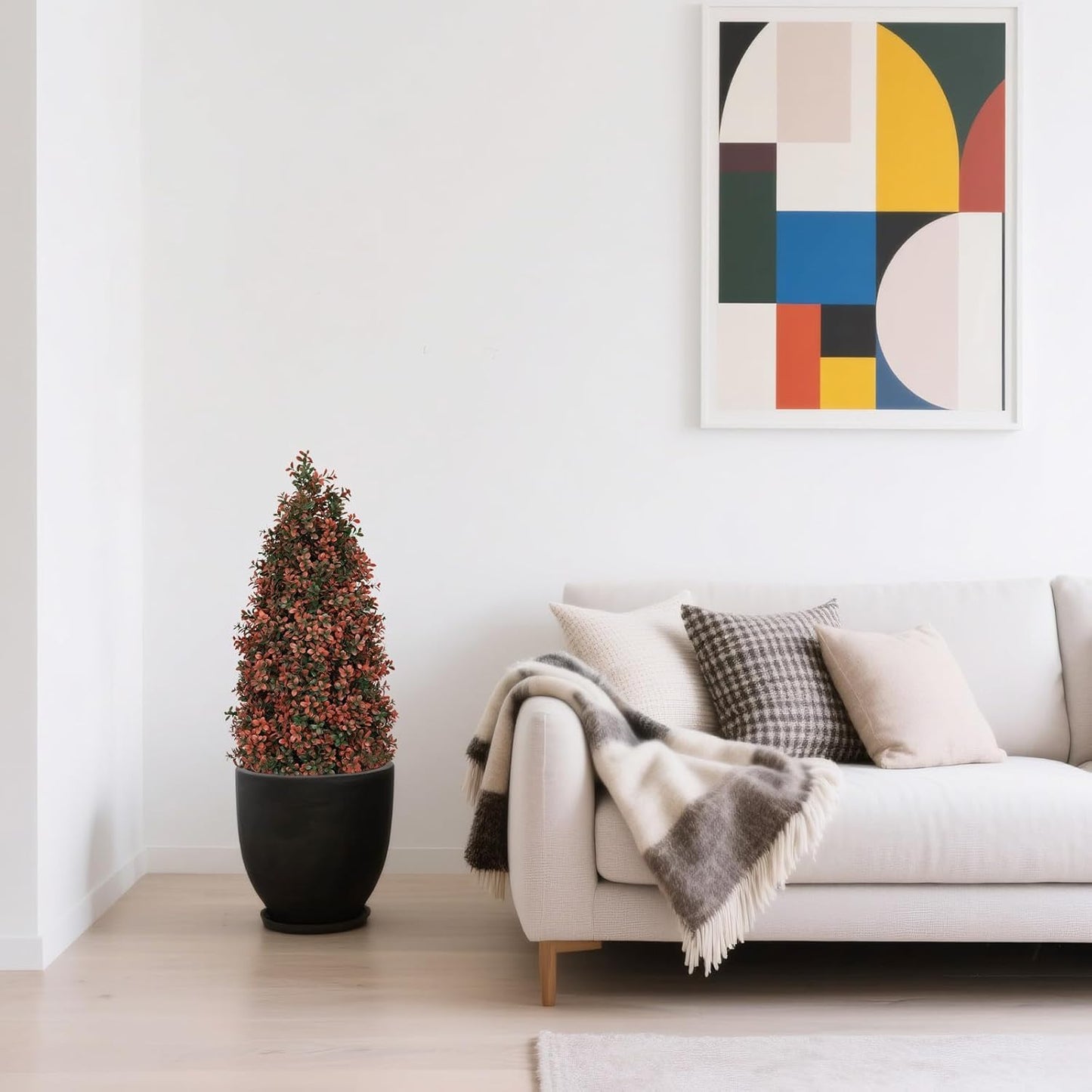 3ft Artificial Boxwood Topiary Trees (Set of 2) - UV Resistant Faux Plants for Outdoor/Indoor, Realistic 36in Fake Bushes and Shrubs for Front Porch, Planter, Patio - Low Maintenance & Evergreen