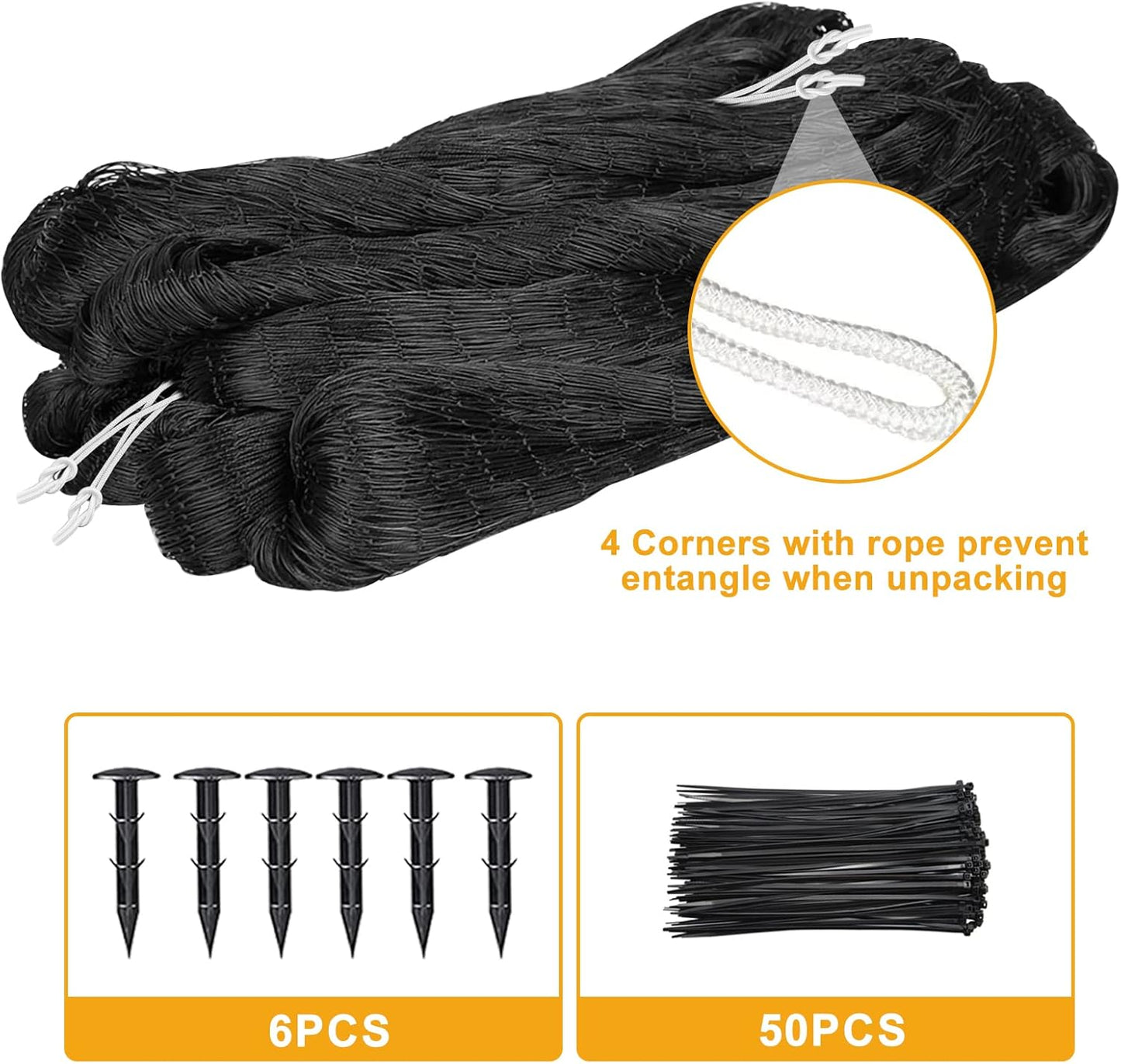 Chicken Netting 25'x25' with 1" Mesh Nylon Bird Netting for Chicken Coop, Heavy Duty Poultry Net Bird Net for Garden Deer Fence for Fruit Tree