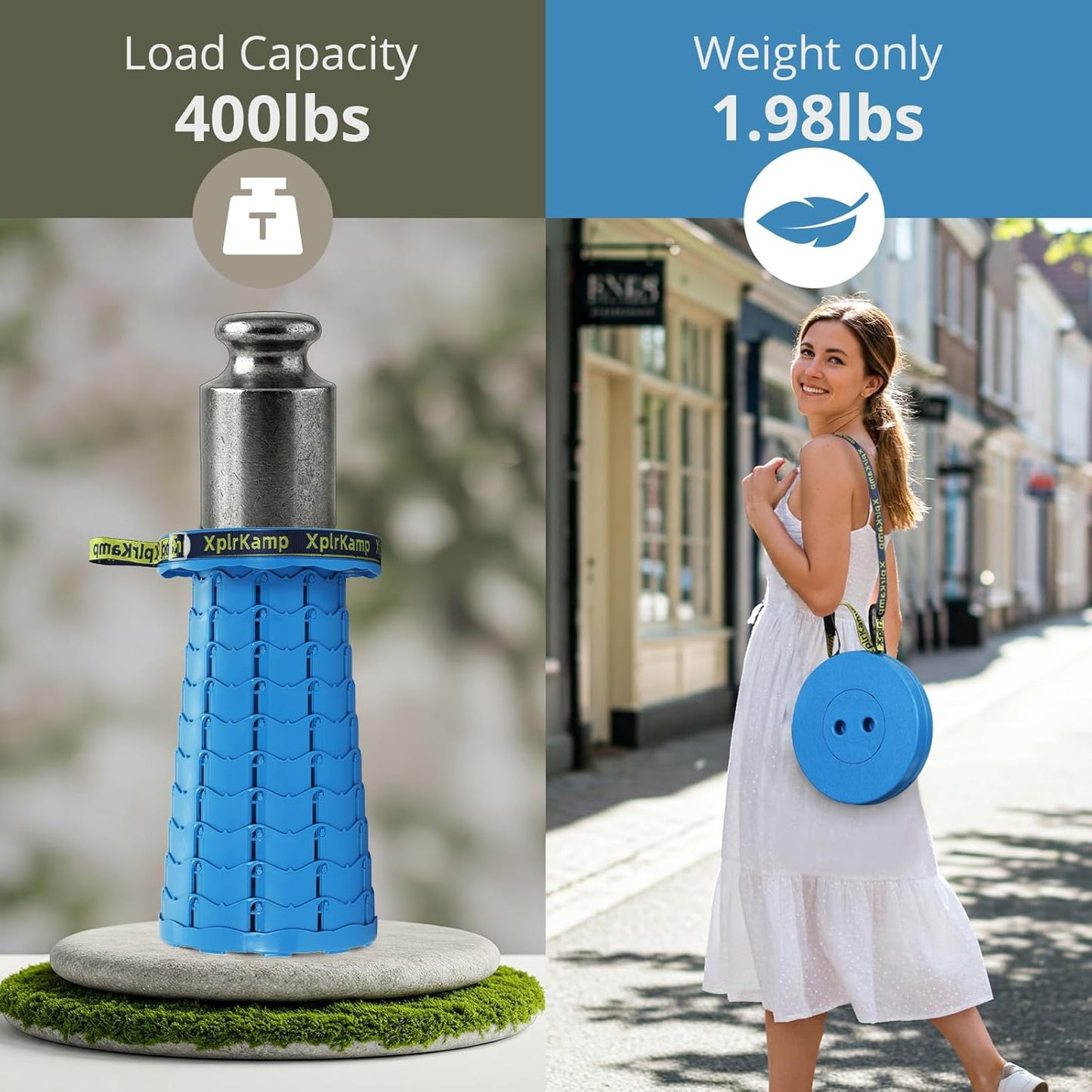 Upgraded Thickened Collapsible Stool, Portable Folding Stool Chair Lightweight But Sturdy Foldable Camping Stool, Retractable Telescopic Seat for Picnics Fishing Hiking BBQ (1, Blue)