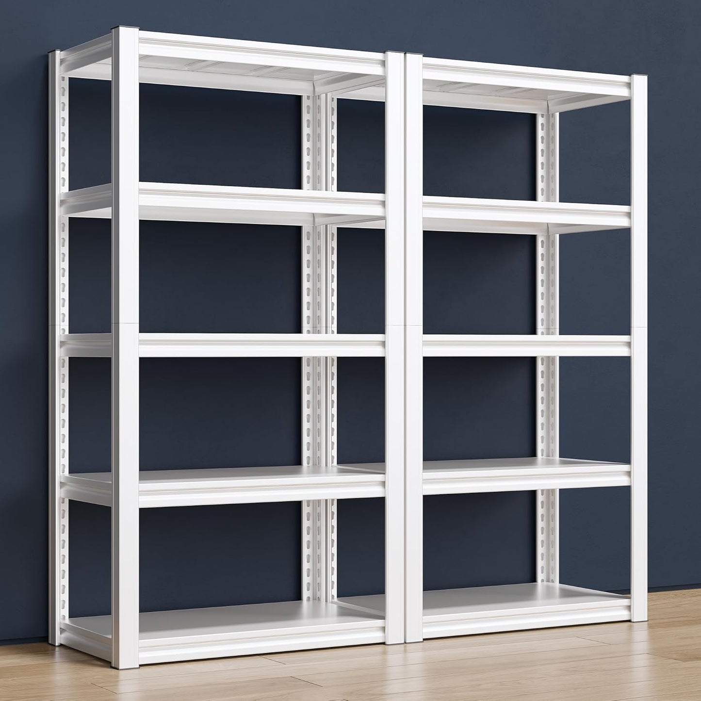 Raybee 72''H Garage Shelving Heavy Duty Storage Shelves Load 2010LBS Adjustable 5 Tier Heavy Duty Shelving White Garage Sheves Pantry Shelf for Kitchen Closet 72''H*31.7''W*16.3''D, 2Pack