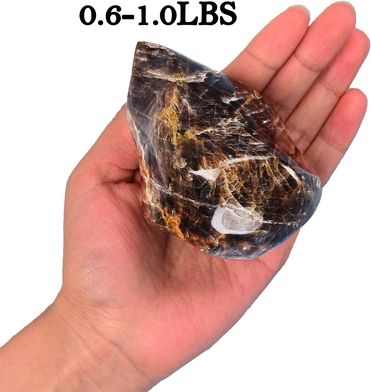 AMOYSTONE Black Moonstone Flame Shaped Towers Large Healing Crystal Stone Home Decor 2-2.8LBS