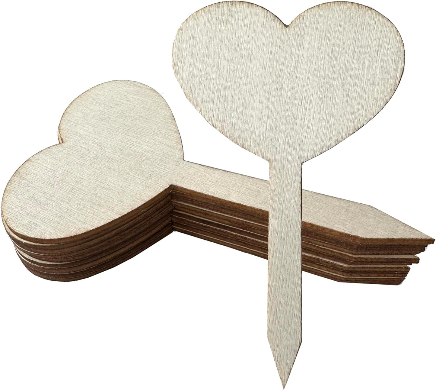 100 Pcs Wood Plant Labels, Natural Wooden Plant Marker Garden Sign Tags, T-Type Garden Markers for Succulents, Herbs, Seedlings, Potted, Flowers, Vegetables (Heart)