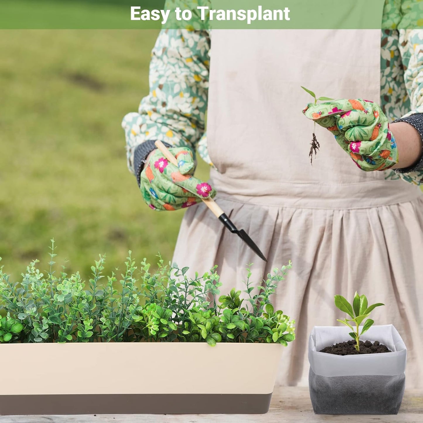 GREANER 100PCS Biodegradable Nursery Bags, 11x11.8 inches Thickened Grow Plant Bags for Vegetables, Flower Seedling Starter Containers, Indoors and Outdoors Use, Home Garden Supply