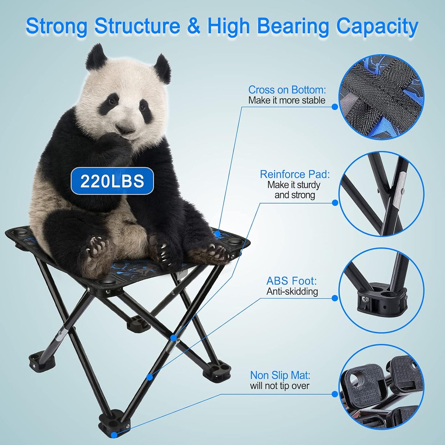 Folding Camping Stool Portable Chair Mini Foldable Stool for Adults Fishing Hiking Gardening and Beach with Carry Bag(Camouflage)