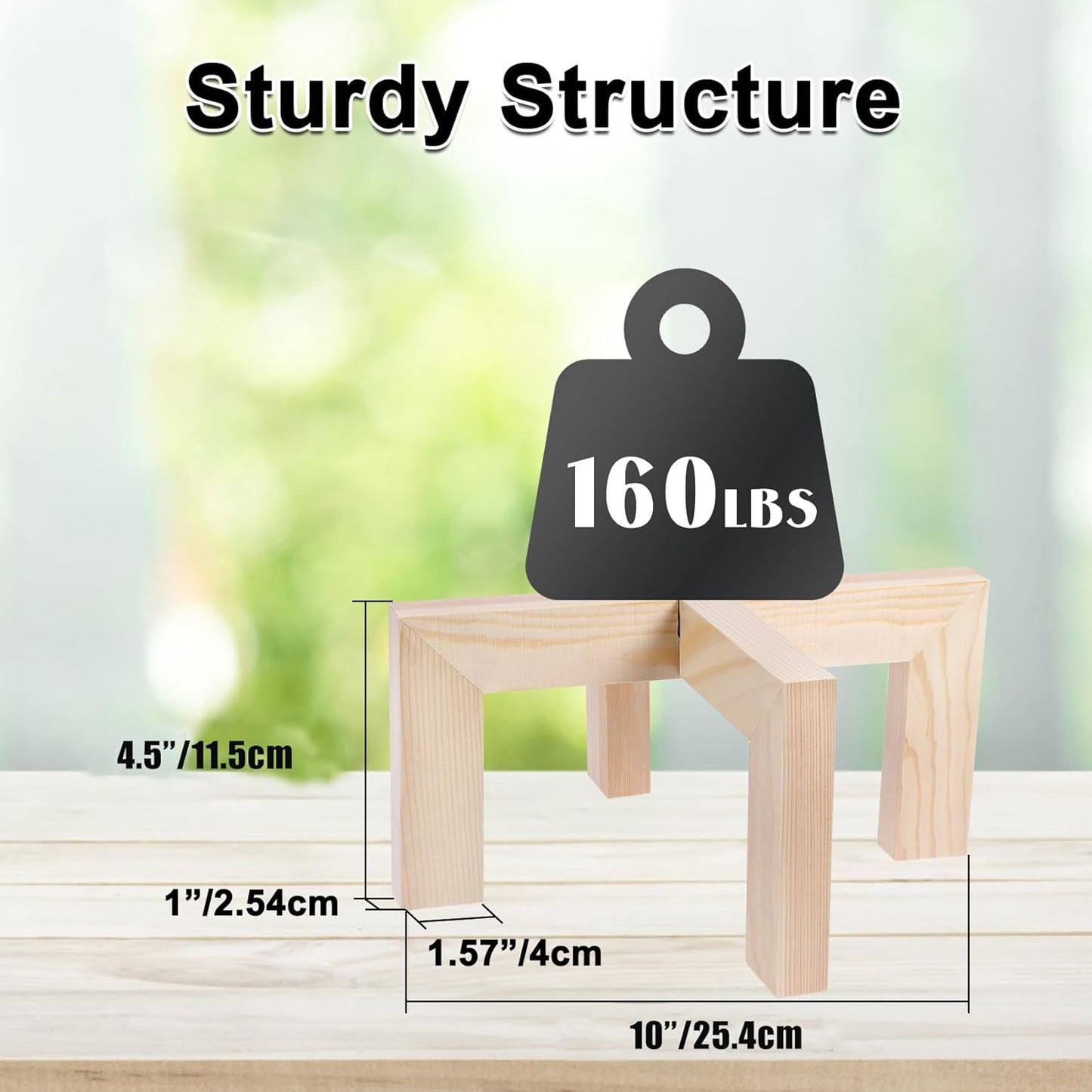 Plant Stand, Indoor/Outdoor Wood Plant Holder, Single Flower Pot Stand, Sturdy Planter Stand, Fit 5-12 Inch Pots