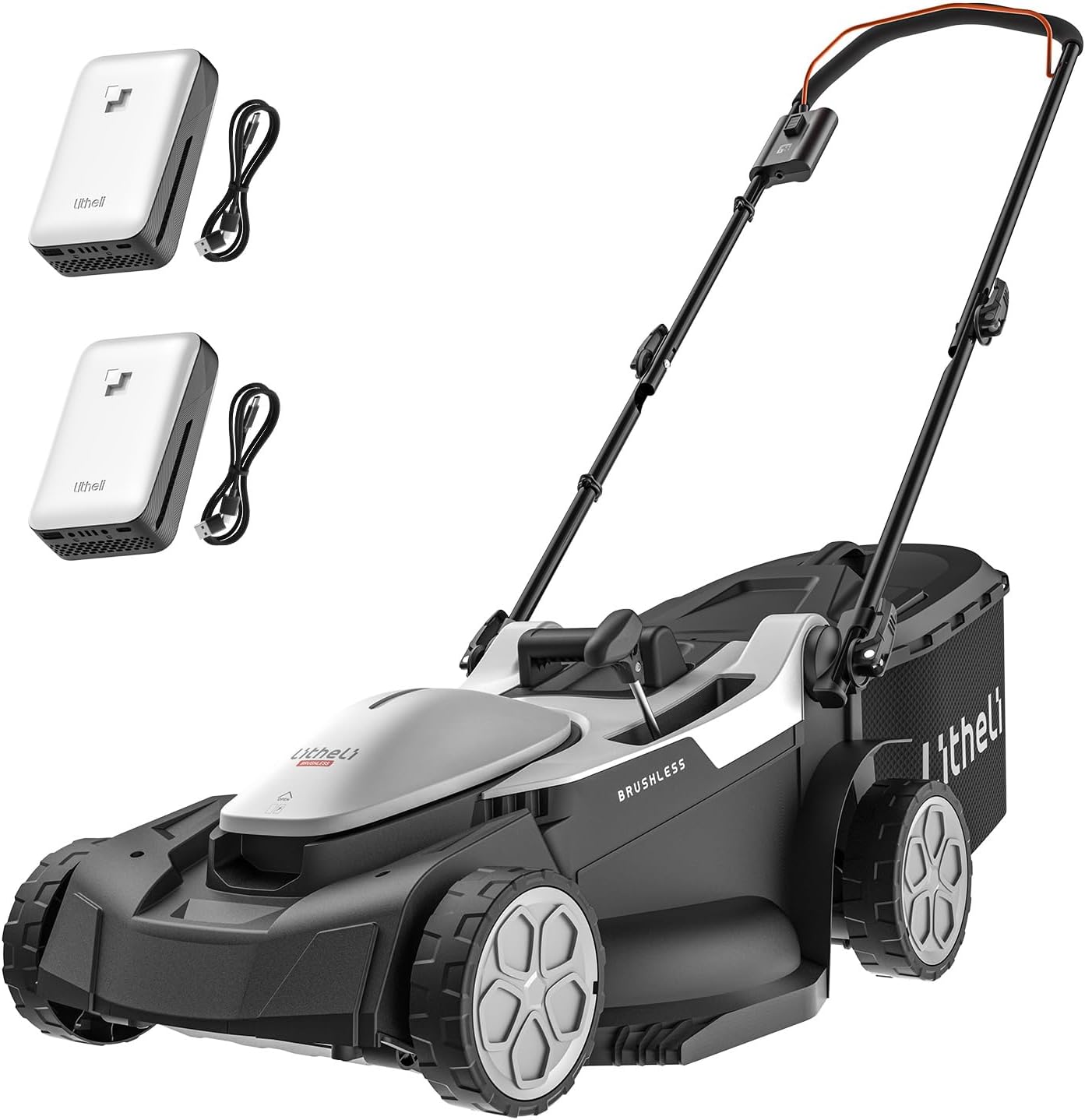 Litheli 18-inch 40V Brushless Lawn Mower for Garden Yards, Lightweight Cordless Lawn Mower Battery Powered with 6-Position Height Adjustment, 2x4.0Ah Battery Include