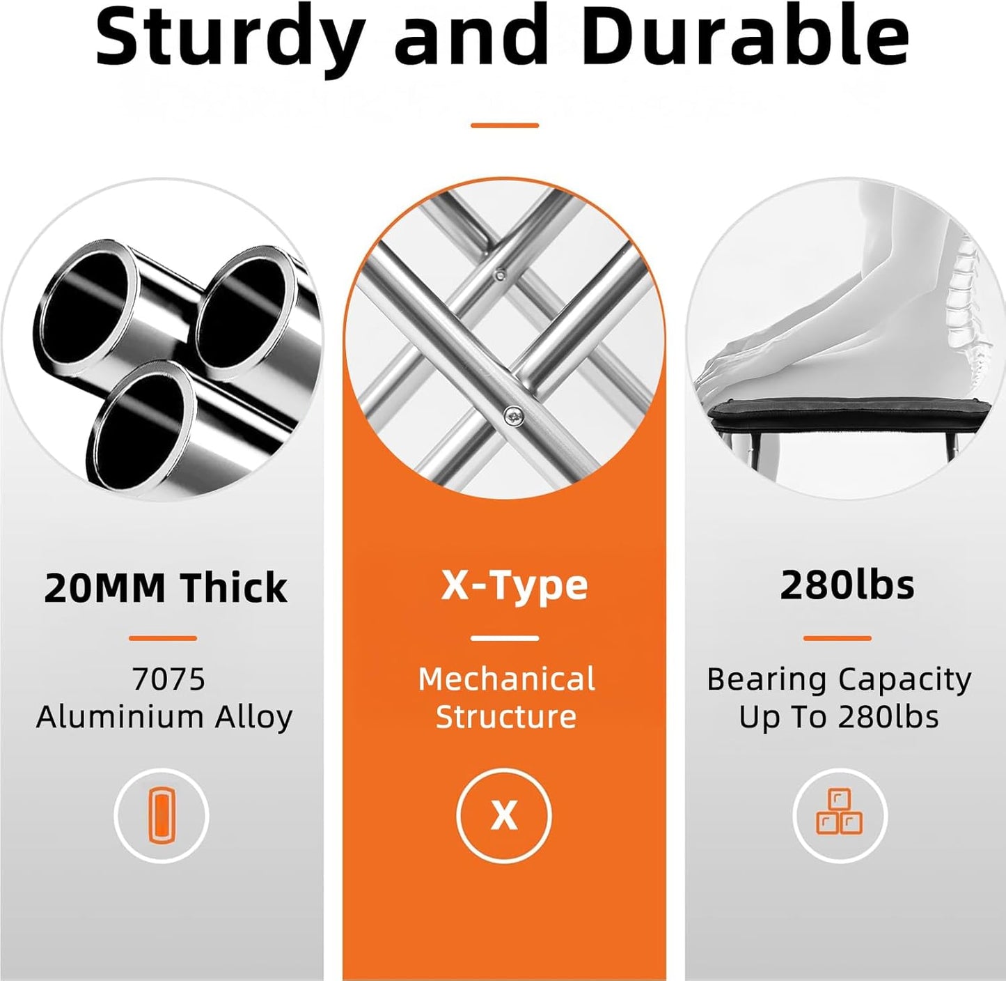 Camping Stool, 16in Tall Portable Folding Stool with Carry Bag, Upgraded Ultralight Chair with Roomy Seat for Adults, Holds 280lbs, Ideal for Hiking, Fishing, Outdoor Use, Black