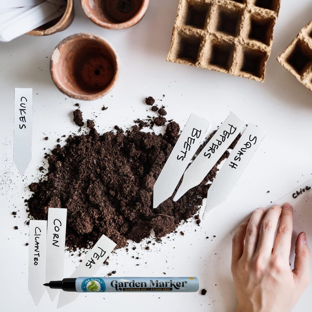 2 Pack Garden Marker Pen Permanent Markers Black (UV Fade Resistant Marker Pens for Plant Markers Garden Markers Waterproof Pen Black Markers Outdoor Marker for Garden Plant Labels 0.8mm)