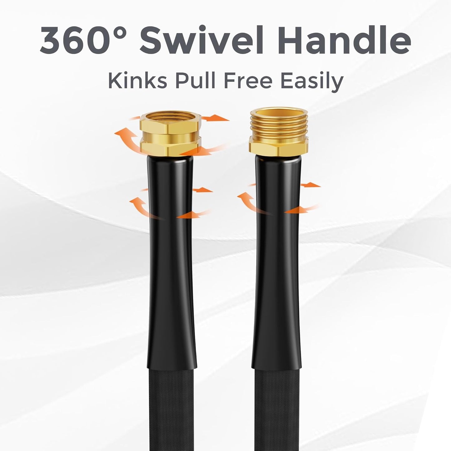 Giraffe Tools Garden Hose 25FT Lightweight Lay Flat Water Hose Kink Free Flexible Hose with 9 Spray Function Nozzle（Black）