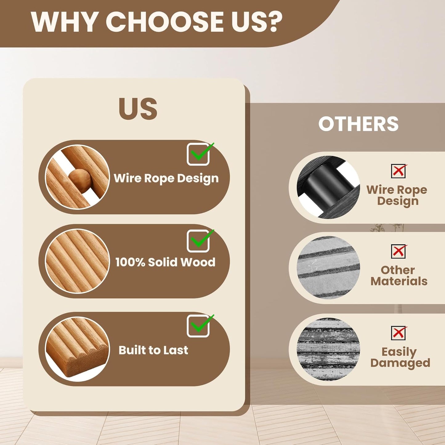 6FT Wooden Garden Pathway, Roll Out Walkway for Patio, Backyard and Outdoor Decor, Weatherproof, Non Slip and Easy to Install, Perfect for Beach, Wedding or Lawn (Natural)