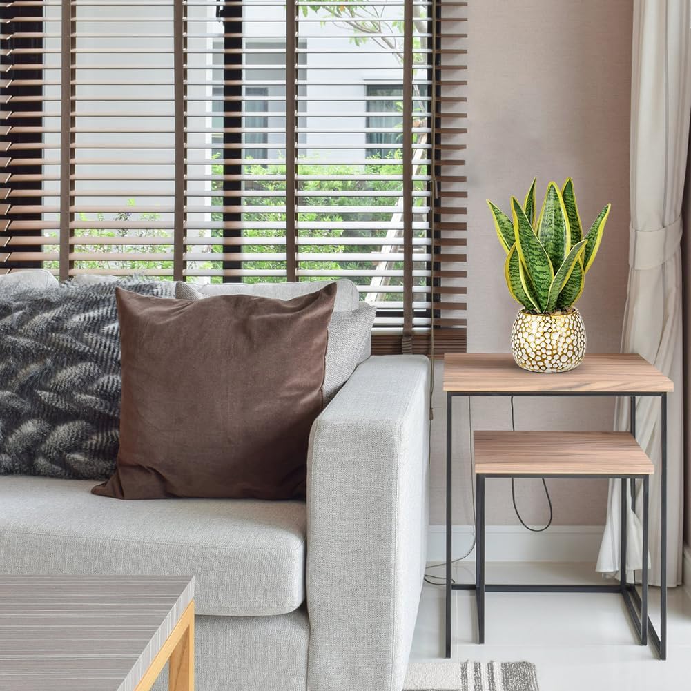 Hollyone Artificial Snake Plant Potted Faux Sansevieria Trifasciata Plants, 13" Tropical Fake Plants in Ceramic Pots for Home Office Room Indoor Decor Housewarming Gifts