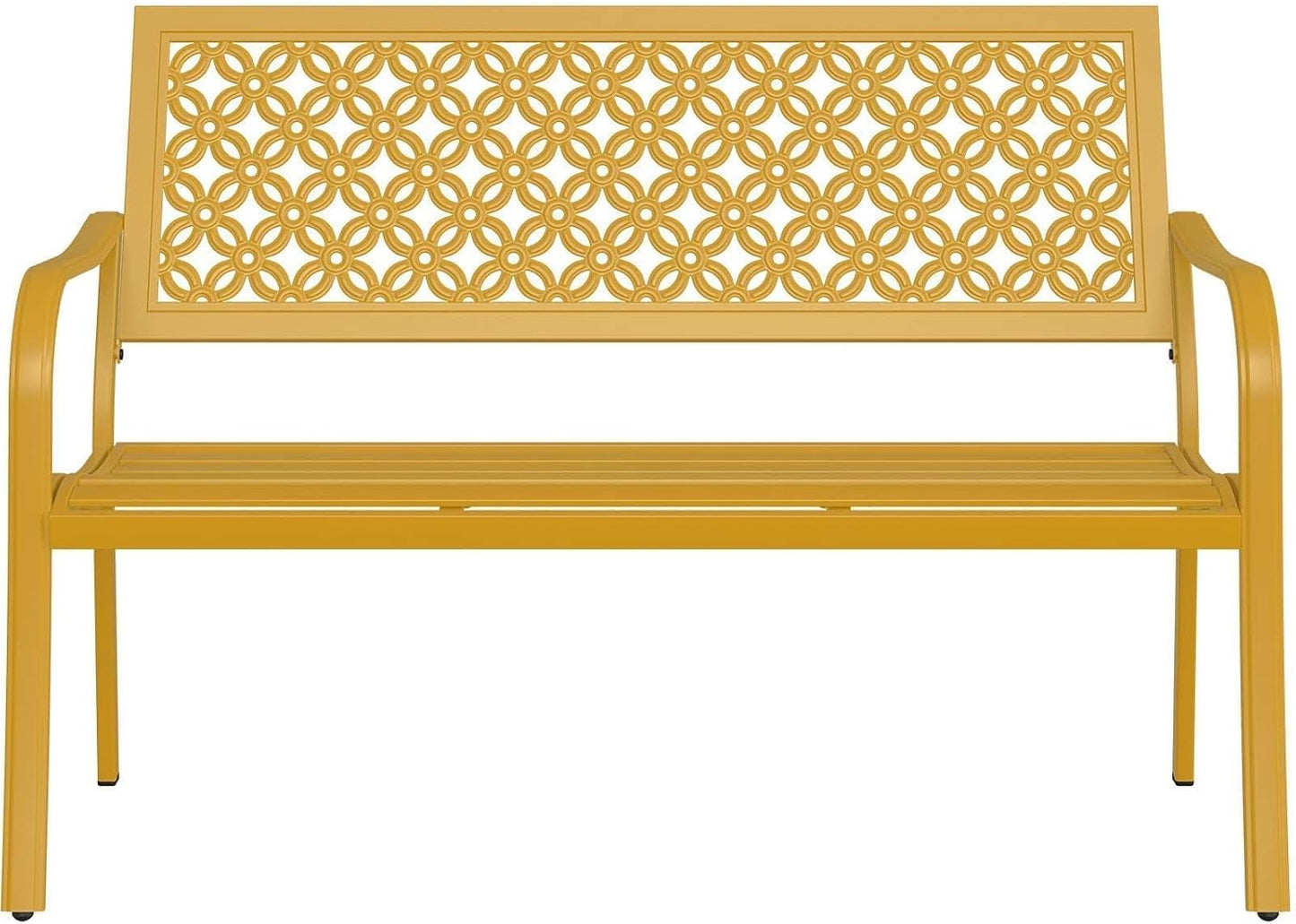 Grand patio 50" Outdoor Bench, Garden Benches with Anti-Rust Metal Powder Coated Frame, Patio Bench for Front Porch Park Outside Furniture Decor, Sunflower Yellow