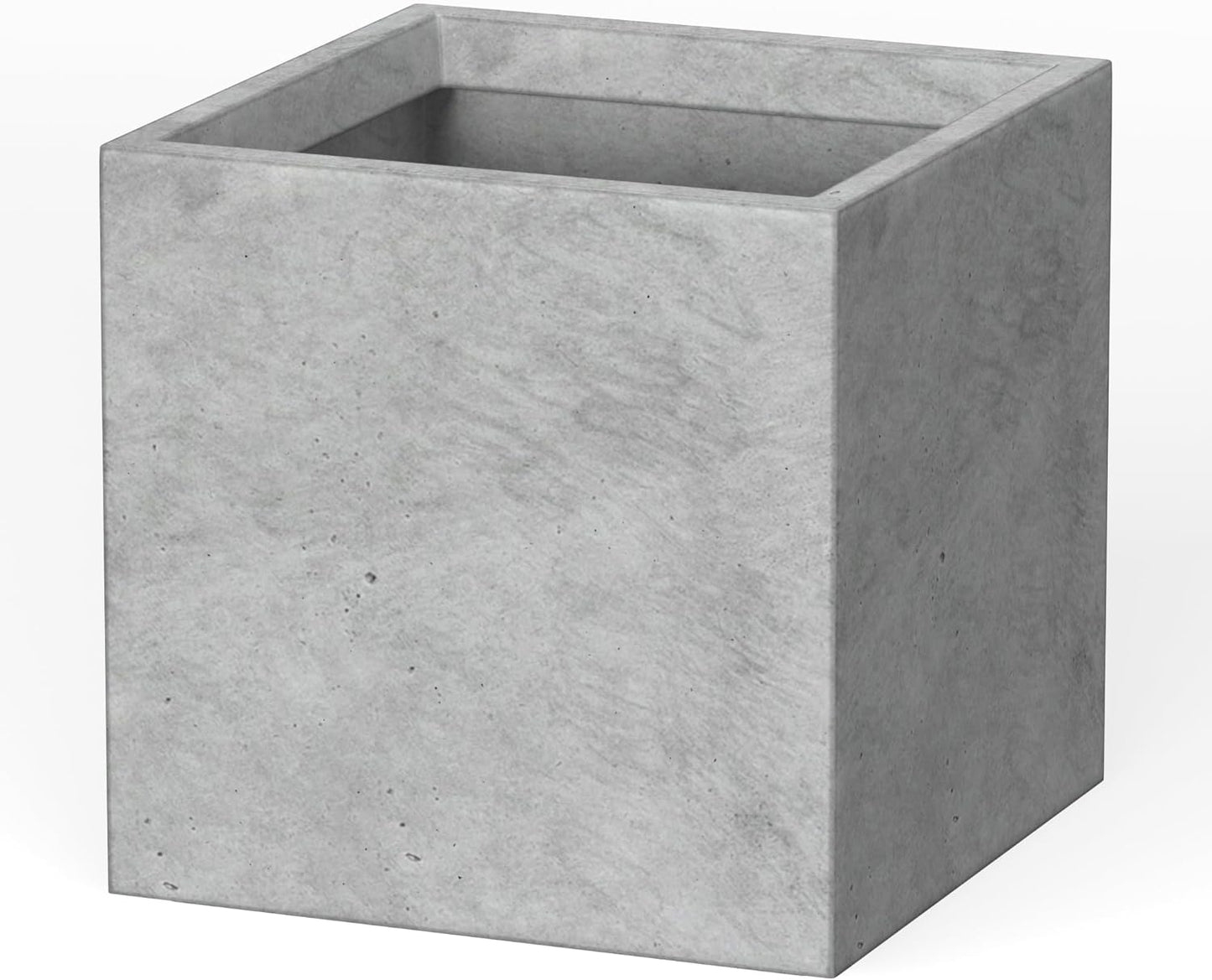 Kante 12 Inch Square Concrete Planter for Outdoor Indoor Home Patio Garden, Large Plant Pot with Drainage Hole and Rubber Plug, Natural Concrete