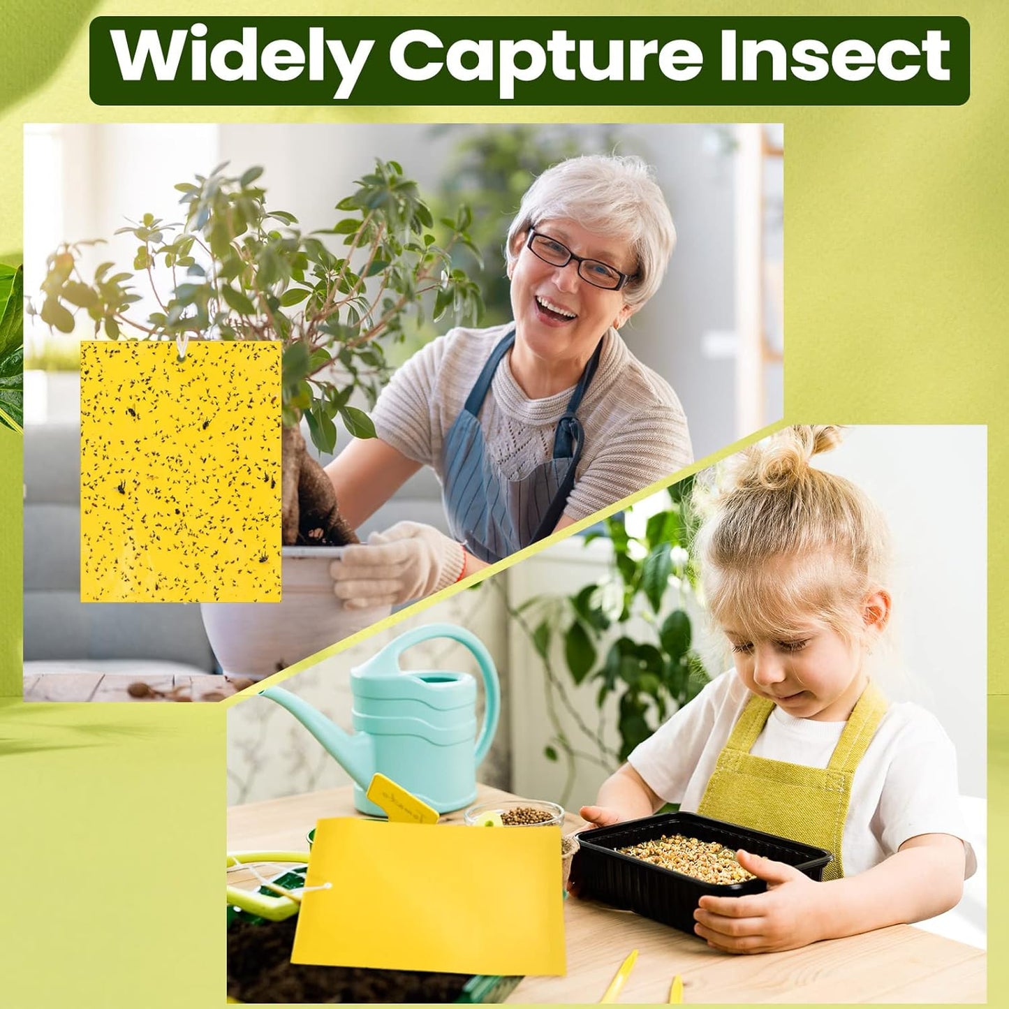 Qualirey 150 Pcs 6 x 8 Inch Sticky Traps for Plant Double Sided Sticky Trap for Gnats with Twist Ties Fly Traps for Fruit Insect Fungus Bugs Indoor Outdoor (Yellow)