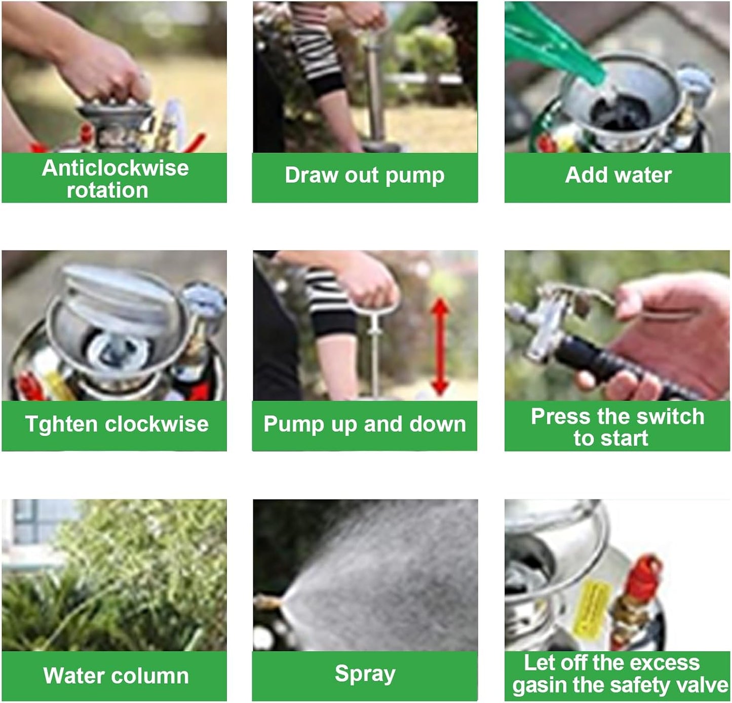 1Gal Stainless Steel Pump Up Sprayer Reinforced Hose, Hand Pump Sprayer with Pressure Gauge&Safety Valve, Adjustable Nozzle Suitable for Gardening (1 Gallon)