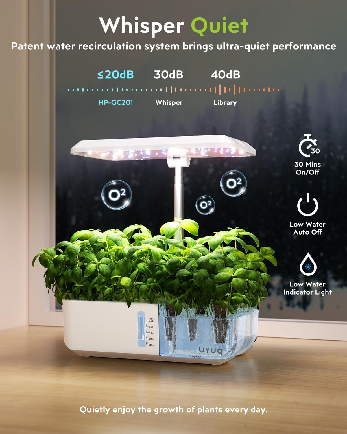 Hydroponics Growing System Indoor Garden: URUQ 12 Pods Indoor Gardening System with LED Grow Light Height Adjustable Plants Germination Kit Quiet Smart Pump - Hydroponic Planter Fresh Harvest White