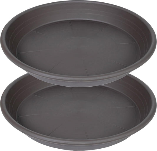 2 Pack of 26 inch Plant Saucer, Large Plant Tray, Heavy Sturdy Plant Drainage Tray for Indoors, Bird Bath Bowls, Sturdy Plastic Pot Tray for Planter 23 24 25"(Brown)